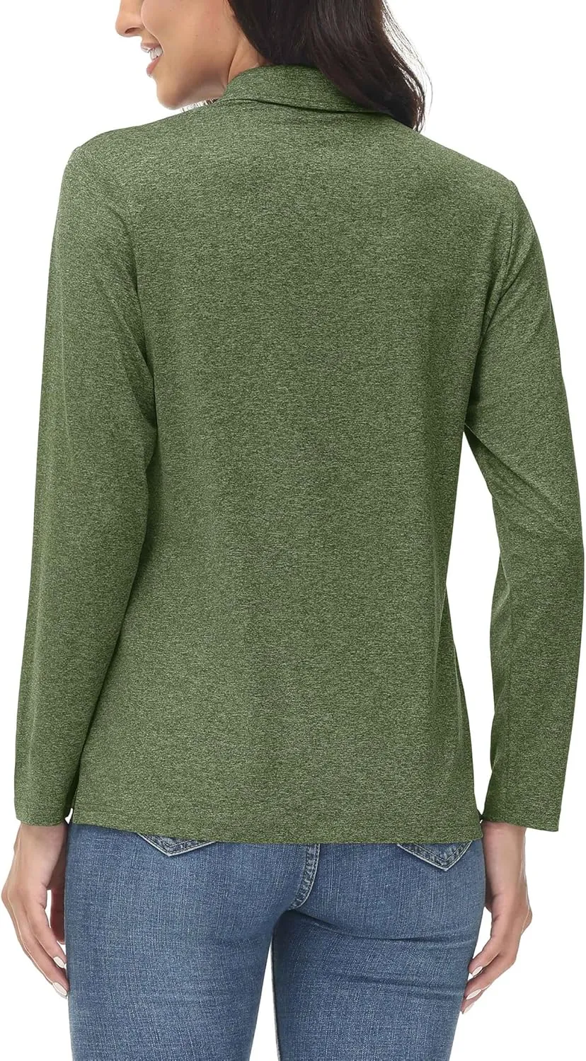 MAGCOMSEN Women's Golf Long Sleeve Polo Shirt UPF50  Sun Protection Workout Tops Quick Dry Tee