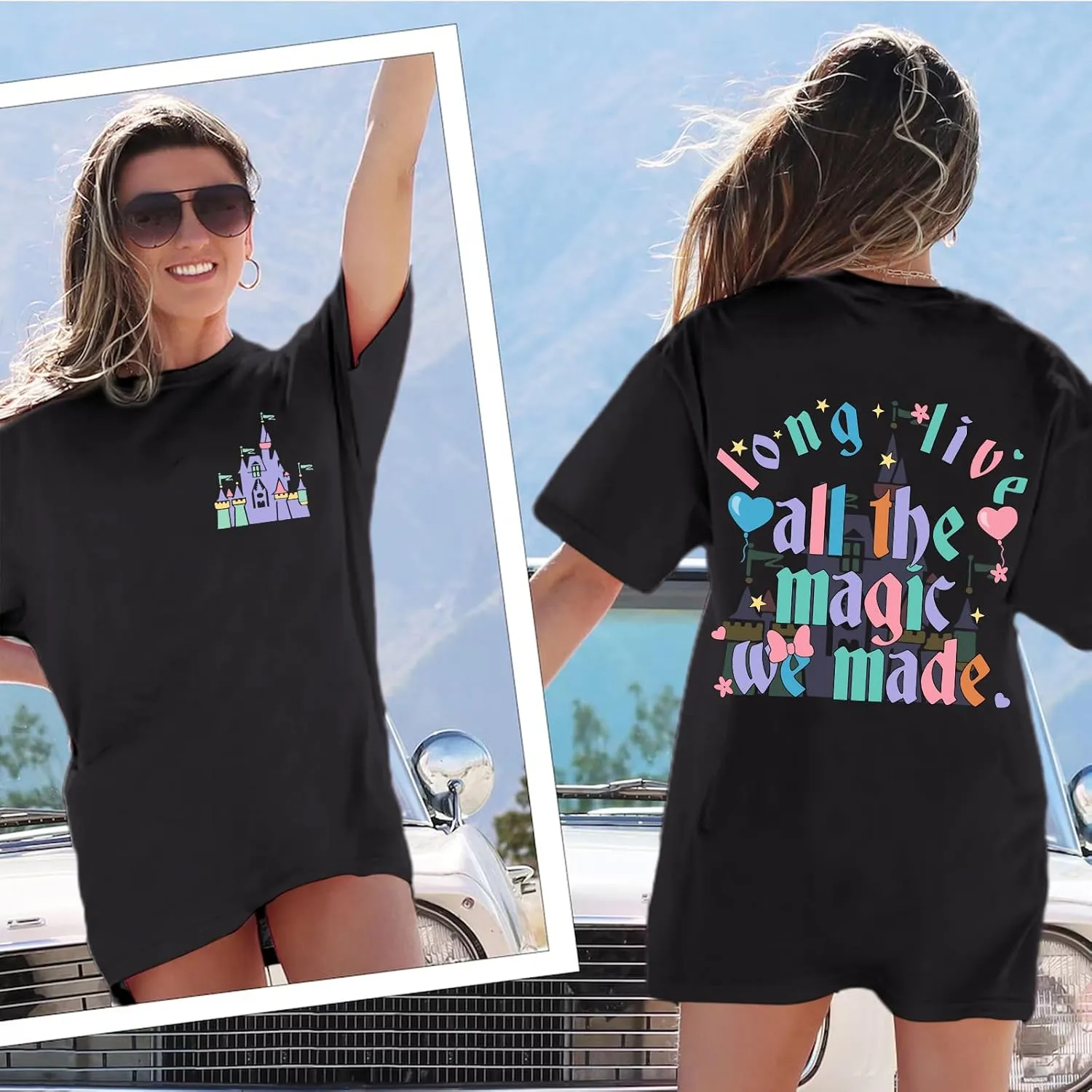 Magic Kingdom Shirts for Women Cute Castle T Shirt Oversized Graphic Tee Family Holiday Vacation Cotton Tops