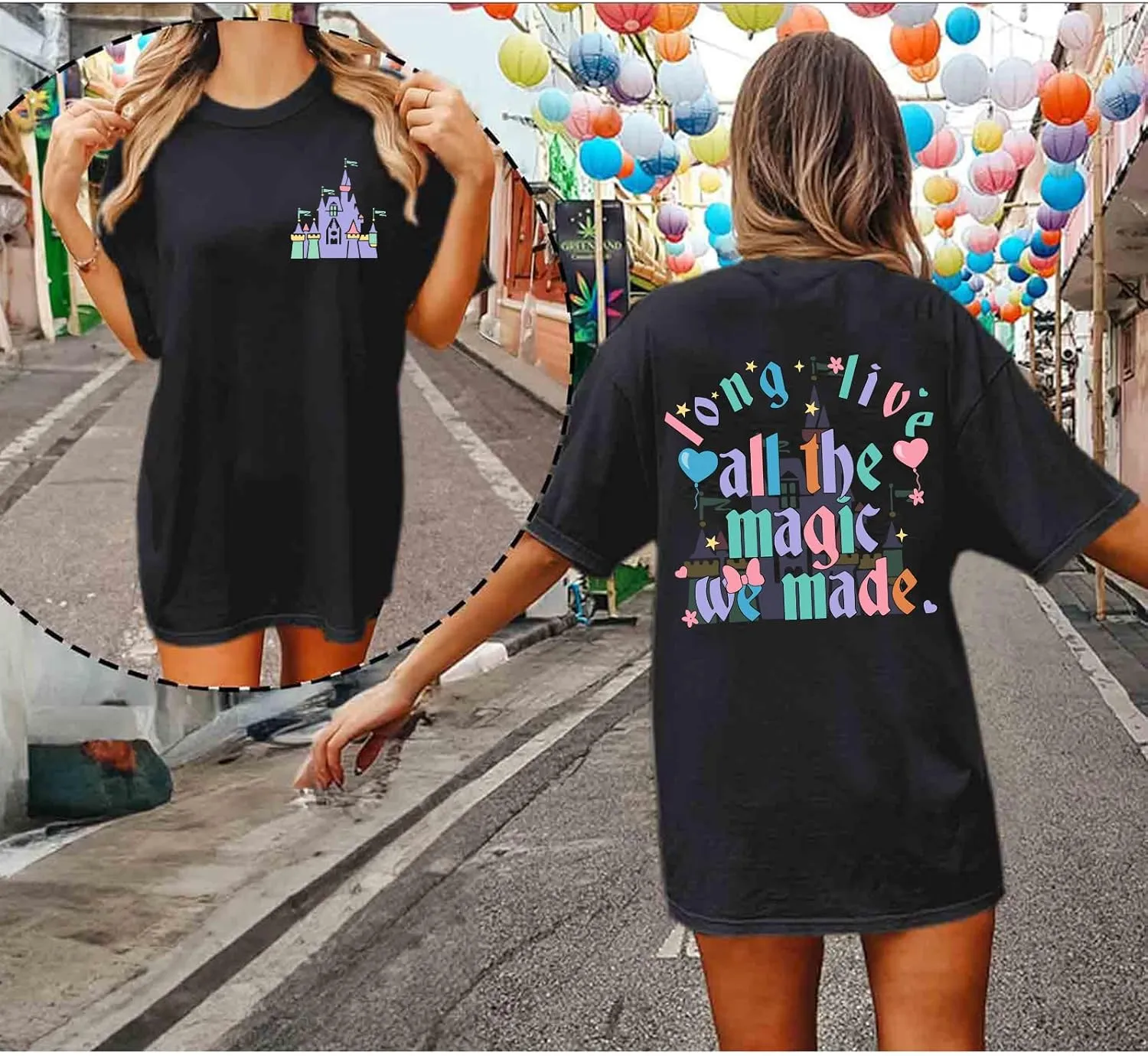 Magic Kingdom Shirts for Women Cute Castle T Shirt Oversized Graphic Tee Family Holiday Vacation Cotton Tops