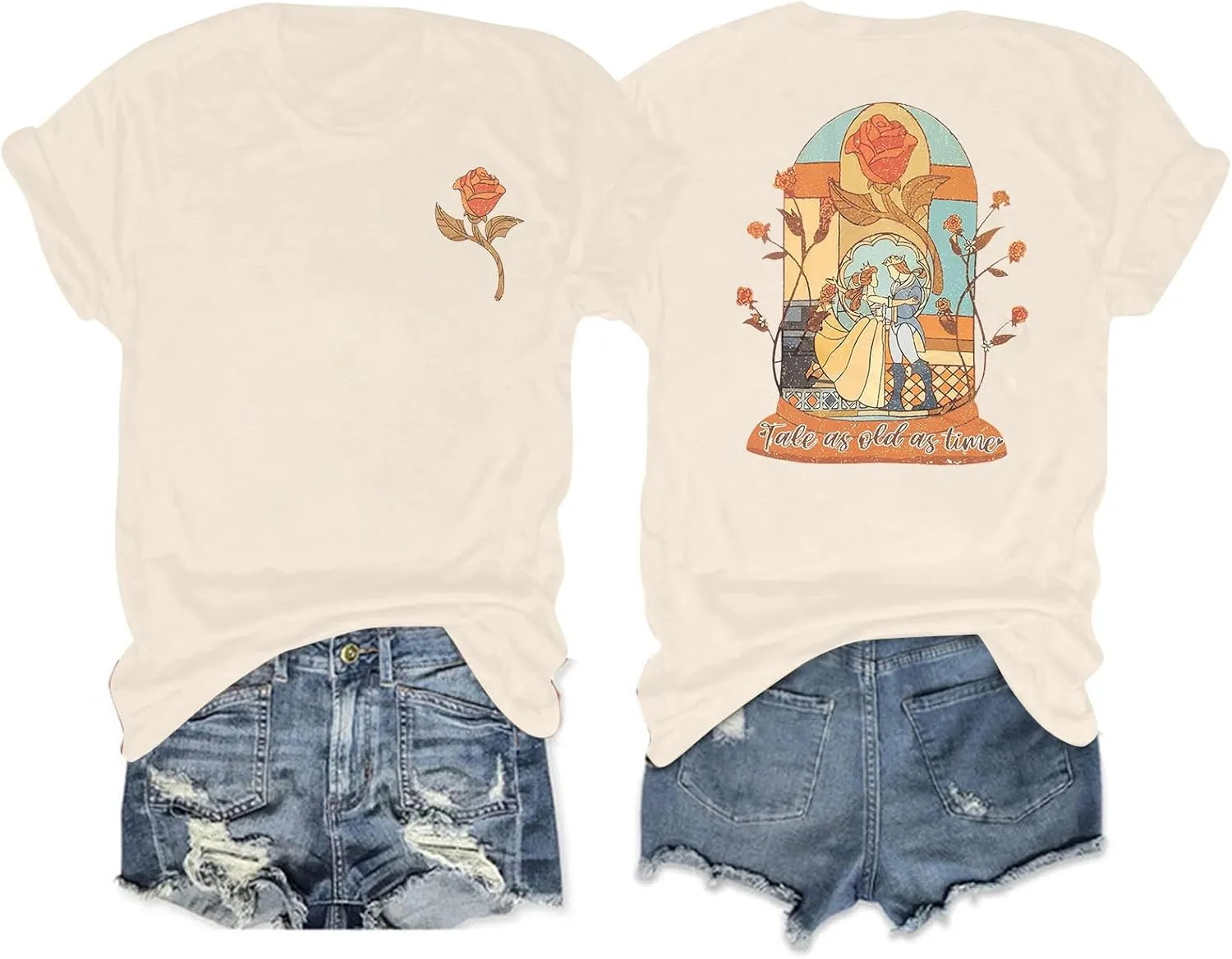 Magical Kingdom Shirt Women Tale As Old As Time T-Shirt Beauty Shirts Belle Princess Tee Vacation Short Sleeve Tops