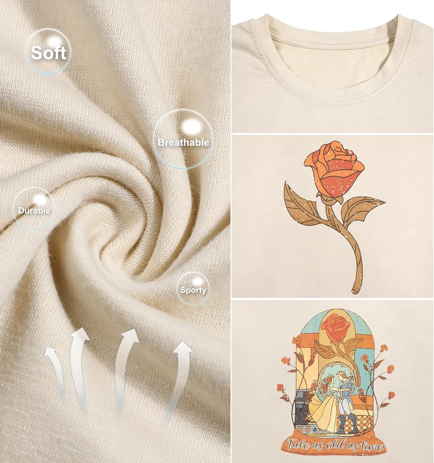 Magical Kingdom Shirt Women Tale As Old As Time T-Shirt Beauty Shirts Belle Princess Tee Vacation Short Sleeve Tops