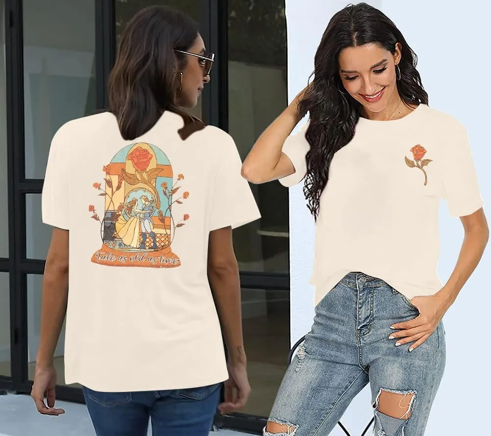 Magical Kingdom Shirt Women Tale As Old As Time T-Shirt Beauty Shirts Belle Princess Tee Vacation Short Sleeve Tops
