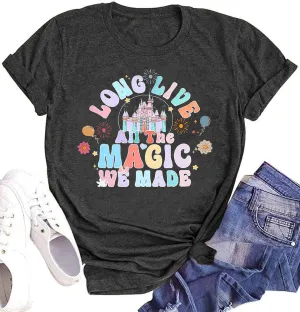 Magical Shirt for Women Magic Kingdom Tshirt Castle Flower Floral Graphic Family Vacation Holiday Short Sleeve Tee Tops