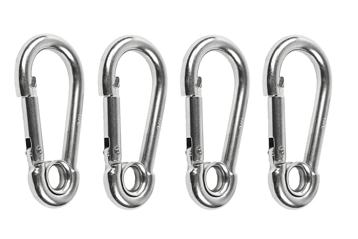 Marine City 316 Stainless-Steel 3-1/8” Carabiners/Clip Snap Hook with Ring for Climbing, Fishing, Hiking … (4pcs)
