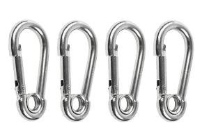 Marine City 316 Stainless-Steel 3-1/8” Carabiners/Clip Snap Hook with Ring for Climbing, Fishing, Hiking … (4pcs)