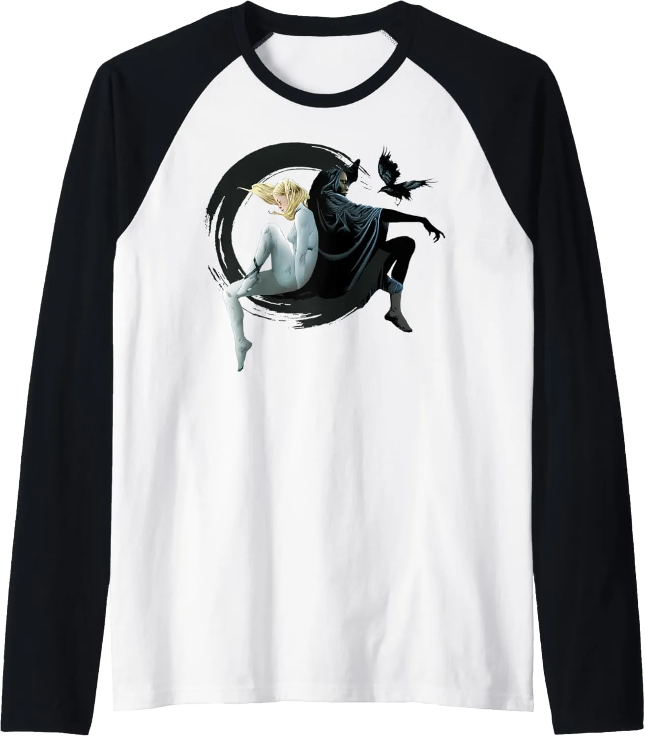 Marvel Cloak And Dagger Back To Back Crow Portrait Raglan Baseball Tee