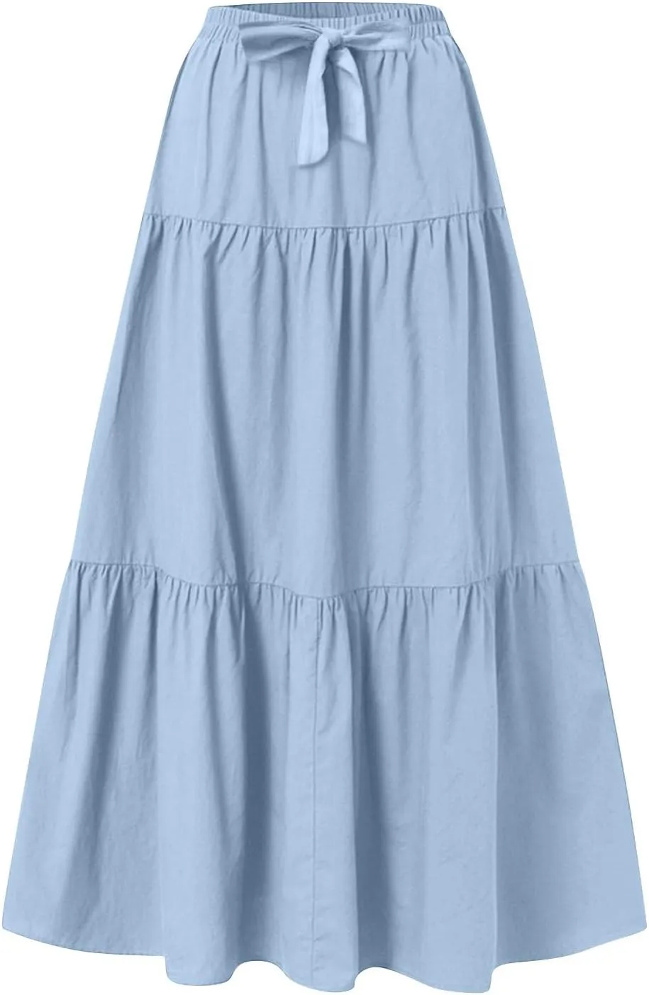 Maxi Skirts for Women 2025 Fashion Boho Long Skirt Summer Beach Swing Ruffle Tiered A-Line Pleated Elastic Waist