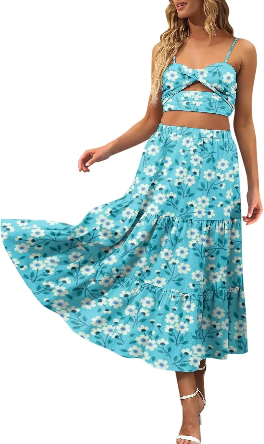 Maxi Skirts for Women Pleated Long Midi Skirt with Pockets Casual Summer High Waisted Flowy Trendy Boho A Line Skirts