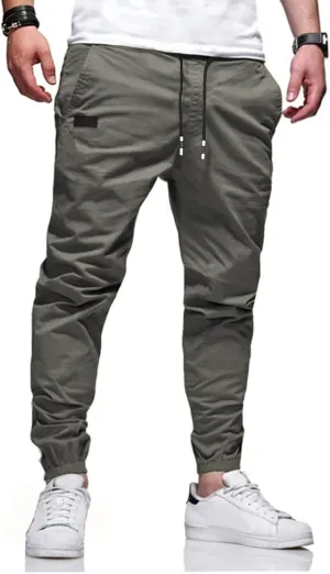 Men Joggers Chino Cargo Pants Hiking Outdoor Recreation Pants Twill Fitness Track Jogging Pants Casual Cotton Pants