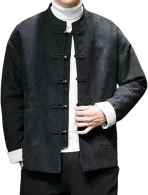Men Traditional Chinese Vintage Cotton Padded Jacket Men Tang Suit Winter Warm Parkas Jacket Male Kung Fu Coat