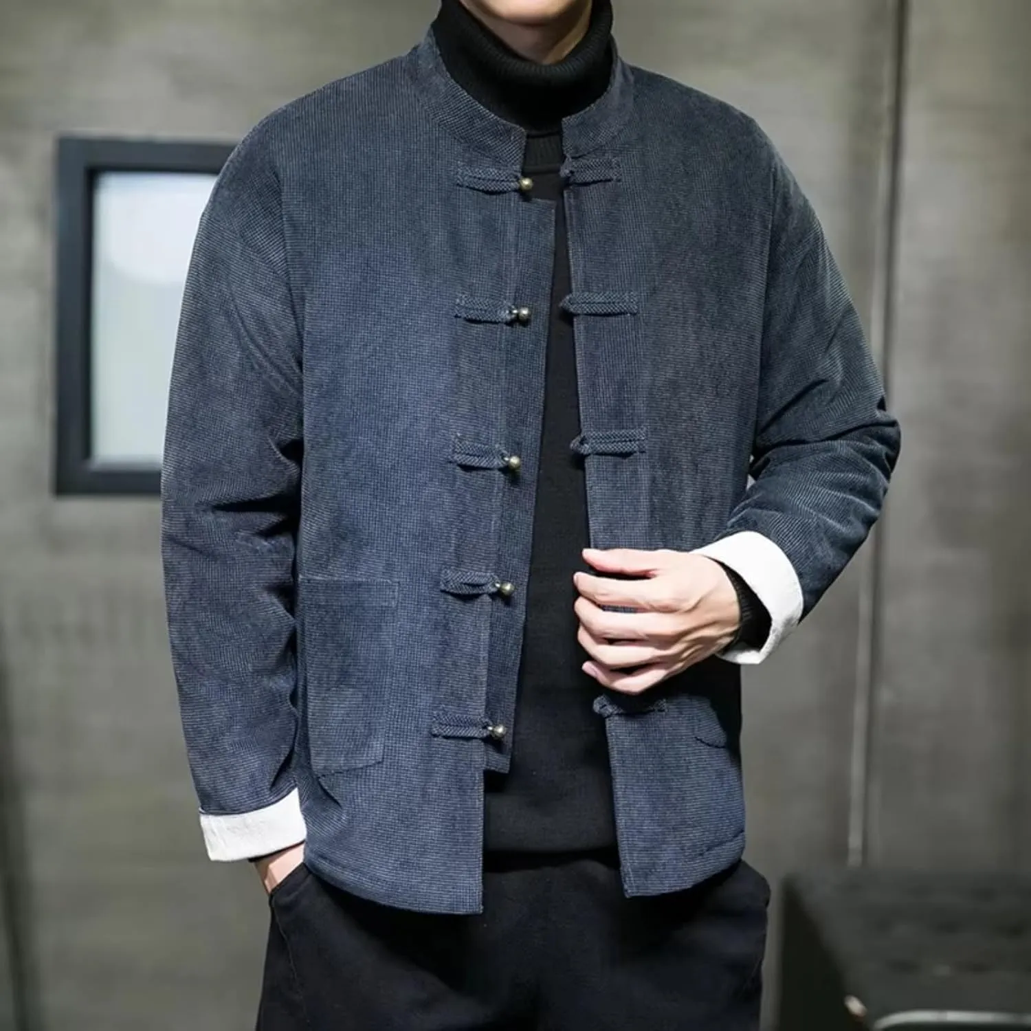 Men Traditional Chinese Vintage Cotton Padded Jacket Men Tang Suit Winter Warm Parkas Jacket Male Kung Fu Coat