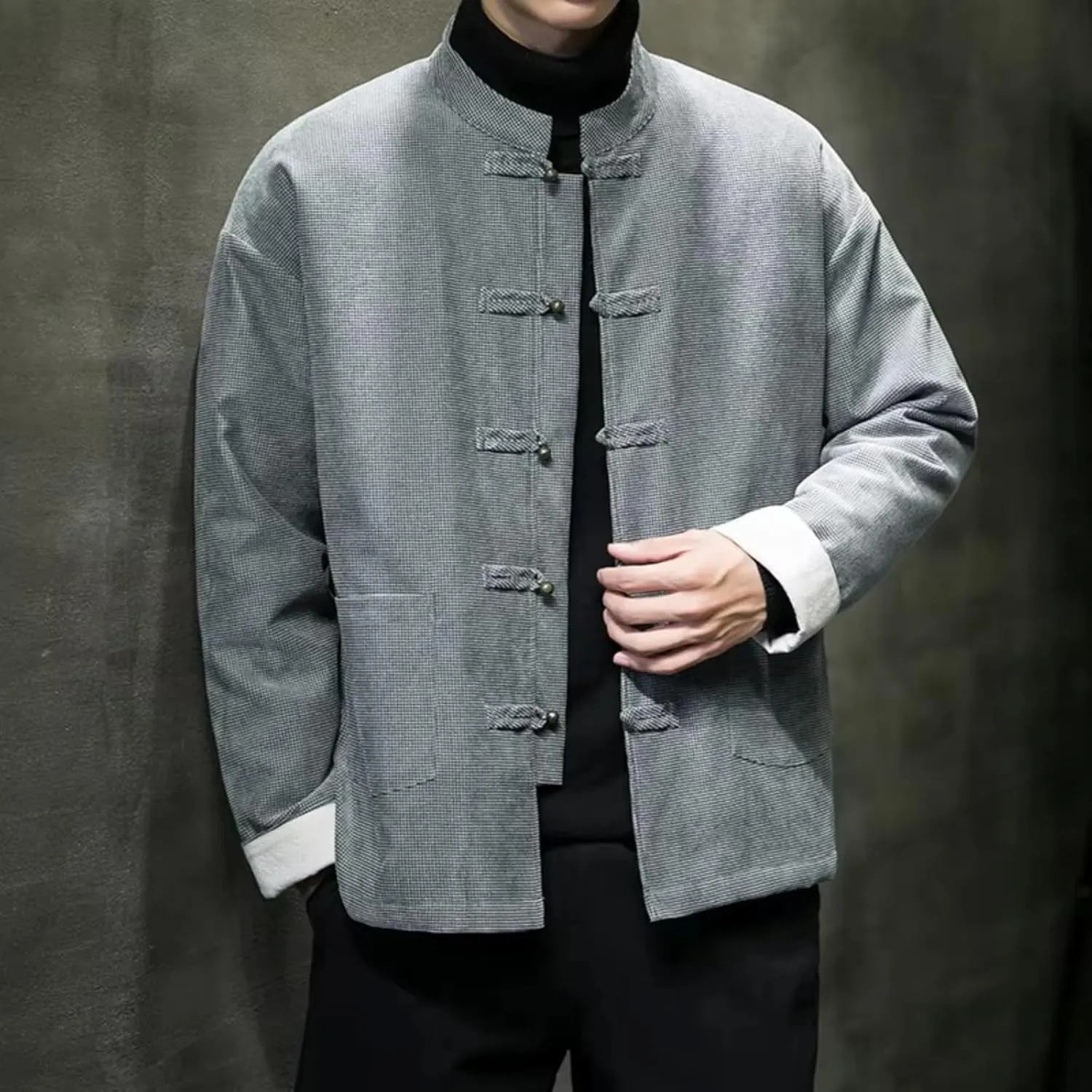 Men Traditional Chinese Vintage Cotton Padded Jacket Men Tang Suit Winter Warm Parkas Jacket Male Kung Fu Coat