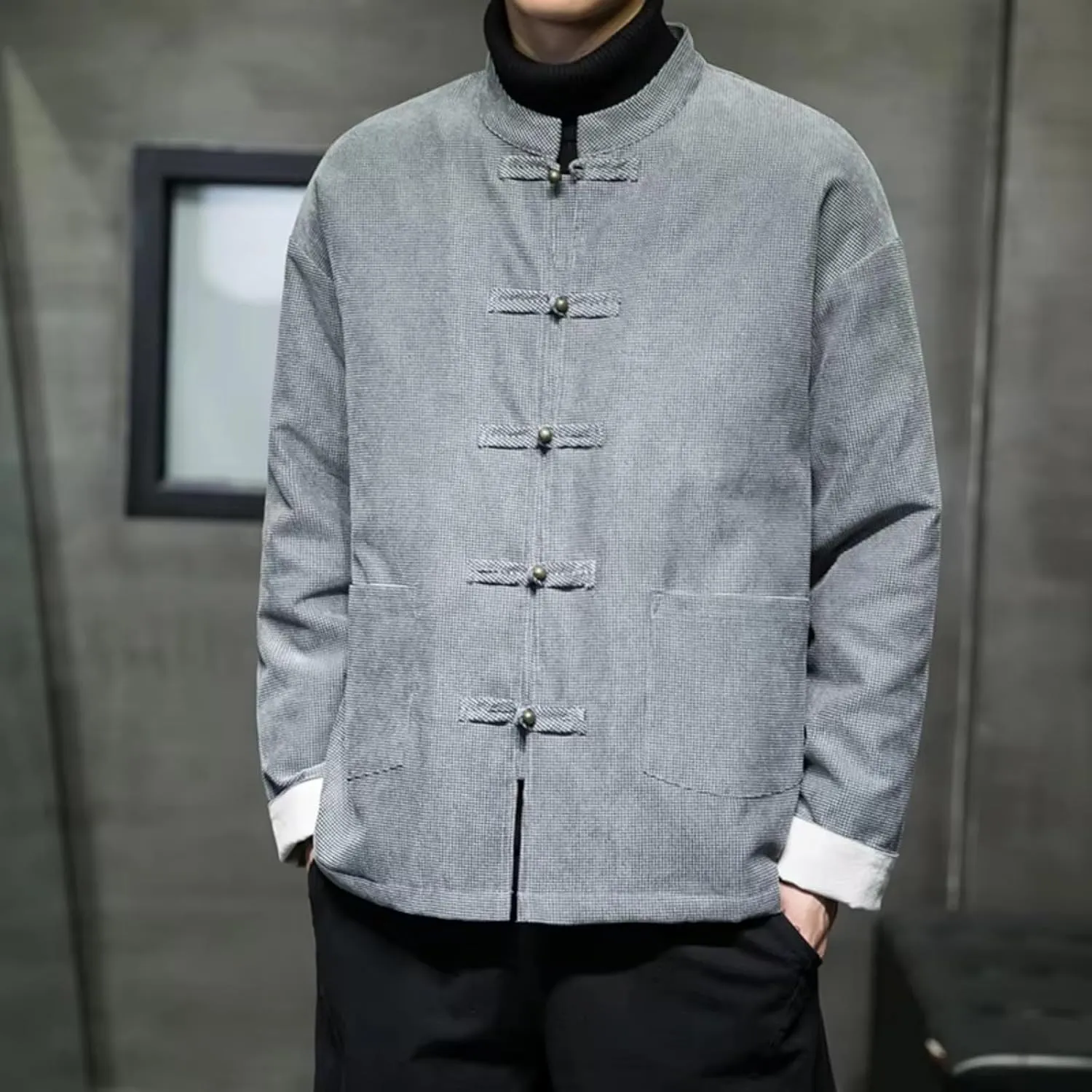 Men Traditional Chinese Vintage Cotton Padded Jacket Men Tang Suit Winter Warm Parkas Jacket Male Kung Fu Coat