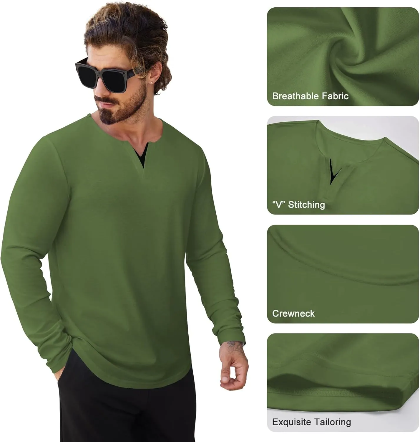 Mens 3 Pack T Shirts Casual Fashion Longline V-Neck Shirt Tee
