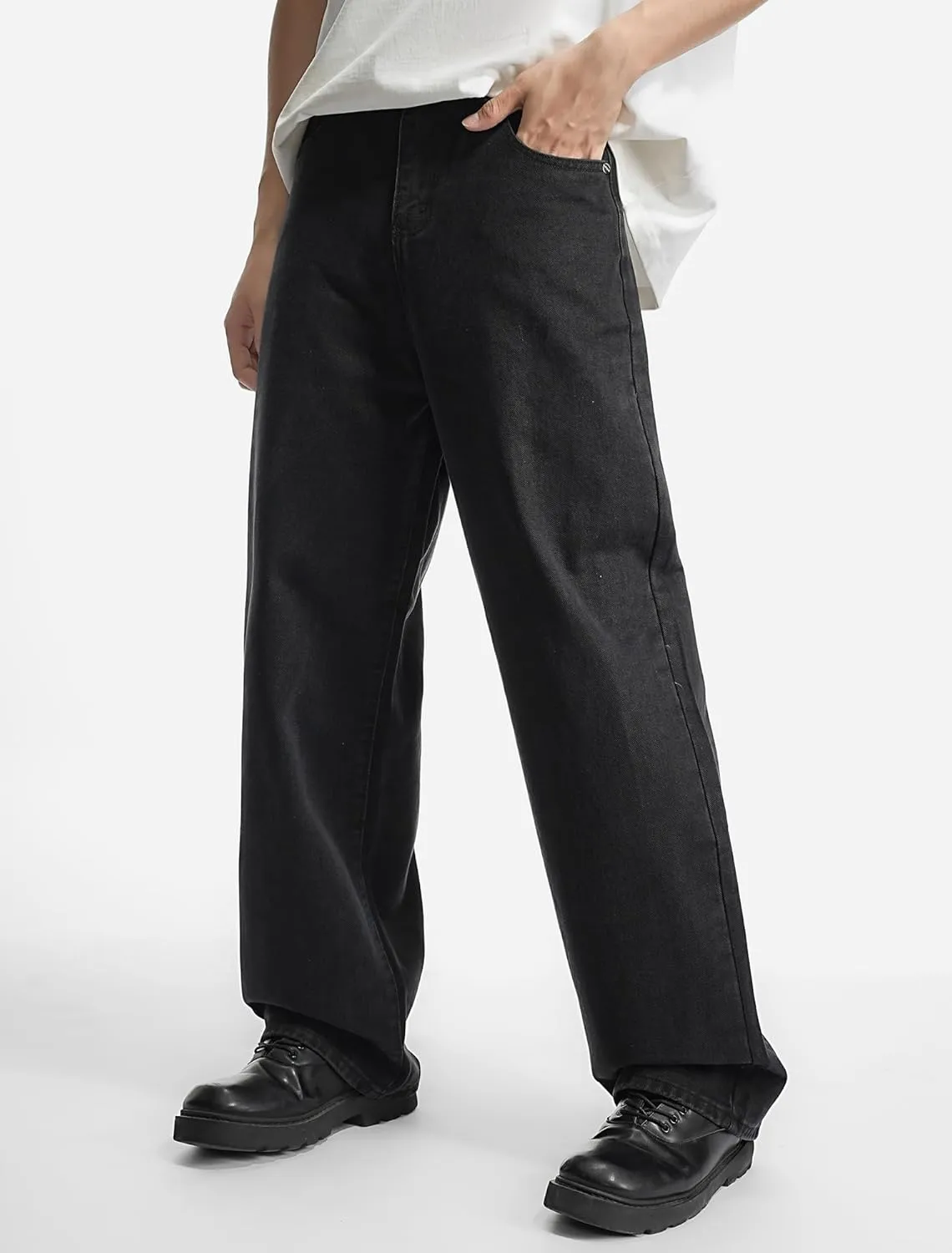 Mens Baggy Hip Hop Jeans Wide Leg Streetwear Jeans Loose Fit Y2K Skater Denim Pants