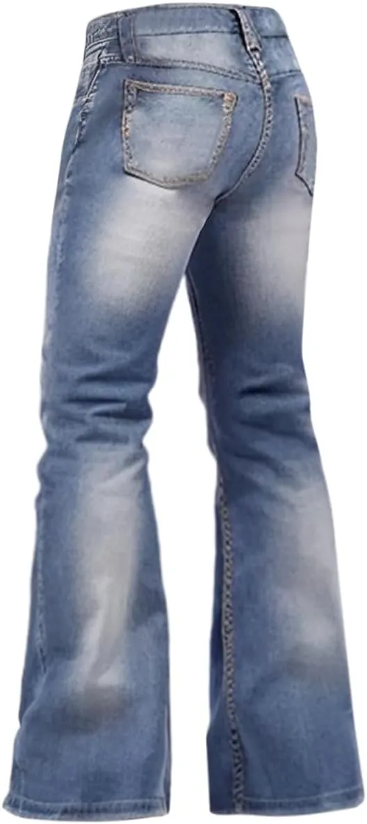 Men's Bell Bottom Jeans 60s 70s Outfits for Men,Mens Flare Jeans Bell Bottoms Pants Blue