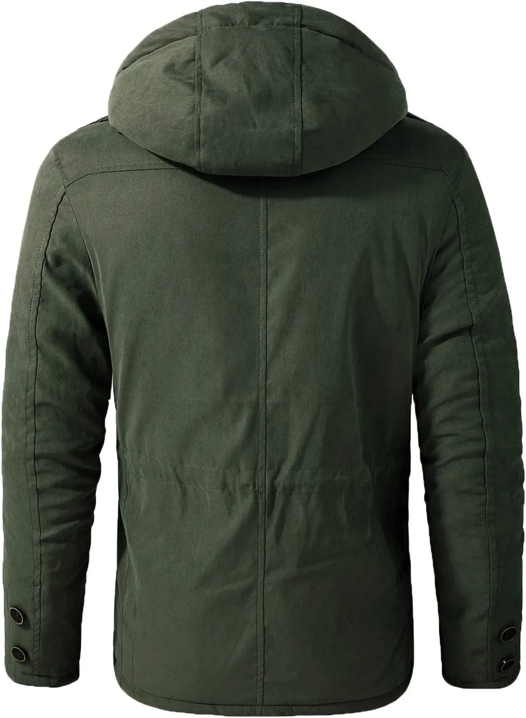 Men's Cargo Jacket 2024 Winter Warm Coats Fleece Lined Jackets with Removable Hood Ski Snow Mountain Windproof Overcoat