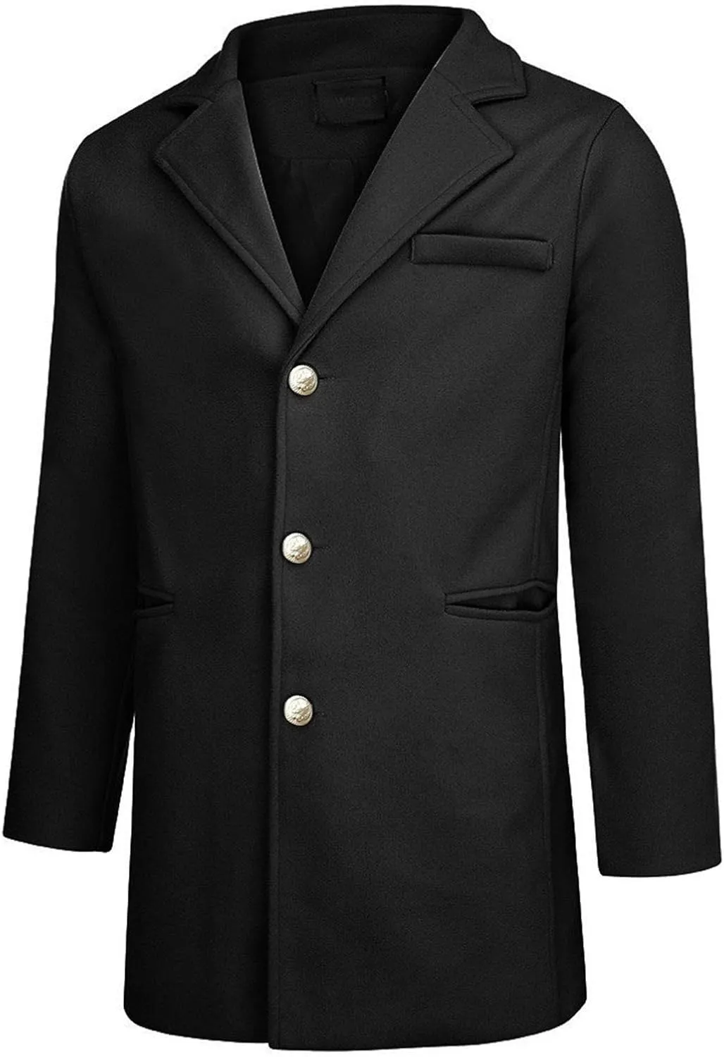 Men's Casual Color Block Trench Coat Slim Fit Notched Collar Long Jacket Overcoat Single Breasted Peacoat wih Pocket