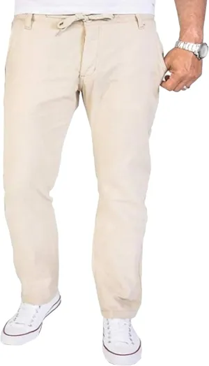 Men's Cotton Linen Baggy Hiking Pants Casual Solid Drawstring Trousers Straight Leg Summer Outdoor Pants