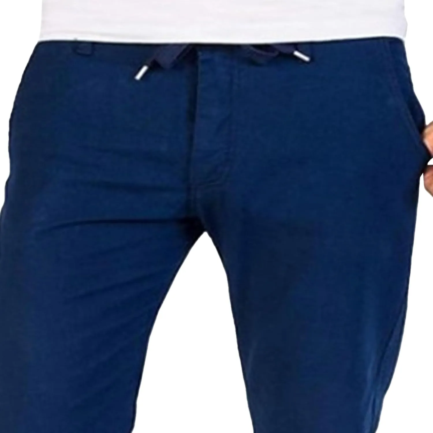 Men's Cotton Linen Baggy Hiking Pants Casual Solid Drawstring Trousers Straight Leg Summer Outdoor Pants