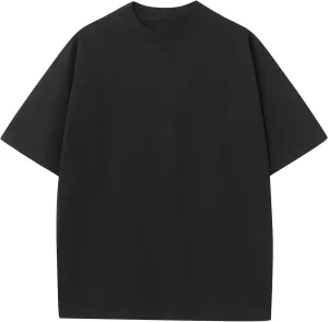 Men's Cotton T-Shirts Oversized Unisex Short Sleeve Crew Neck Loose Basic Tops Solid Athletic Tee