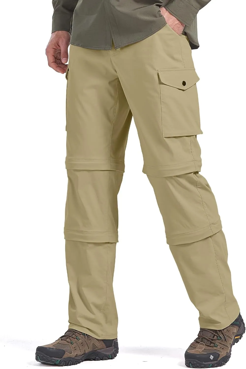 Mens Hiking Pants Convertible Quick-Dry-Stretch-Lightweight Zip-Off Outdoor Waterproof Safari Scouts Fishing Pants