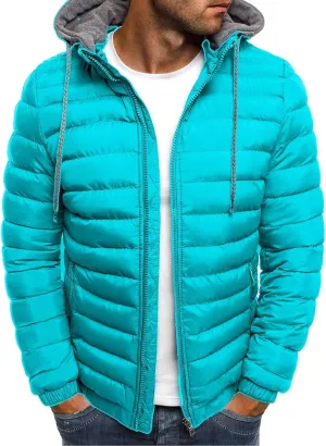 Men's Hooded Winter Coat Lightweight Packable Puffer Jacket Warm Full Zip Down Coat Snow Ski Jacket for Cold Weather