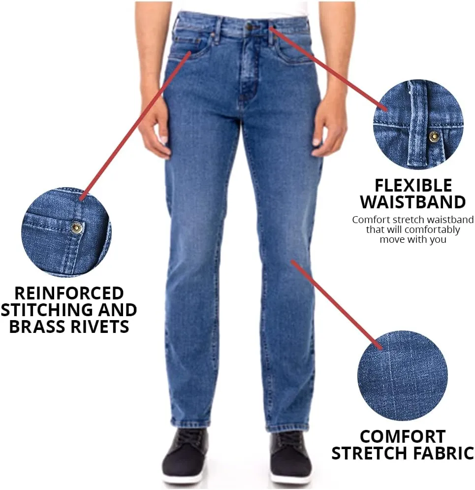 Mens Jeans Relaxed Fit  Straight Leg Stretch Jeans for Men  Ultimate Comfort Superflex Pants