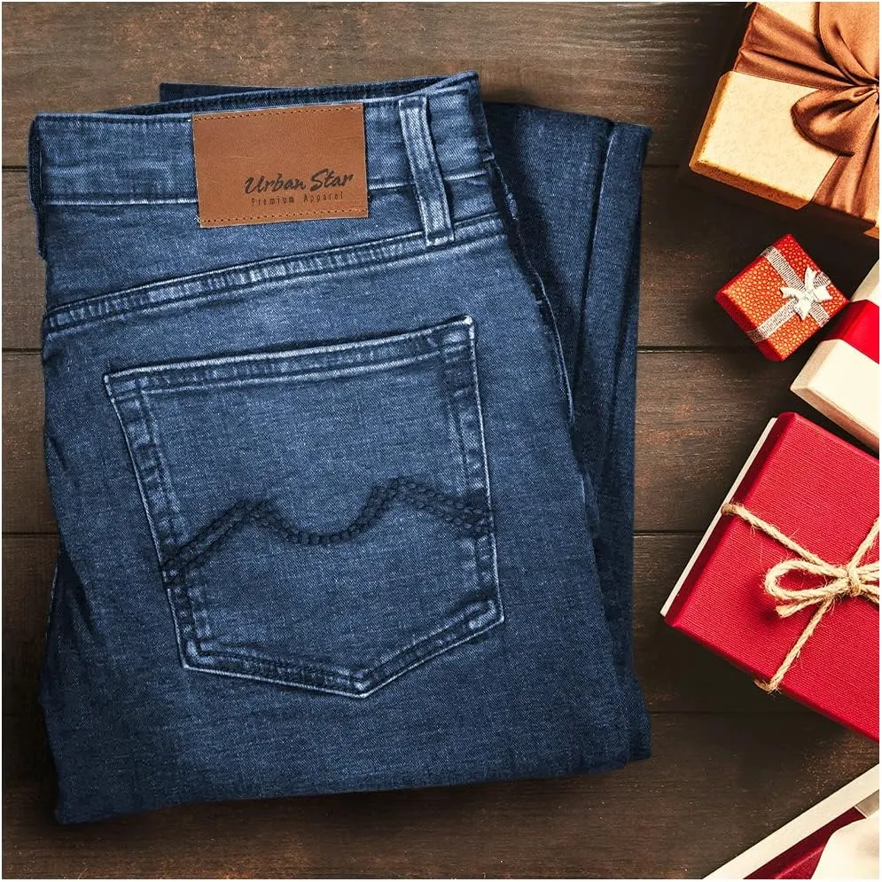 Mens Jeans Relaxed Fit  Straight Leg Stretch Jeans for Men  Ultimate Comfort Superflex Pants