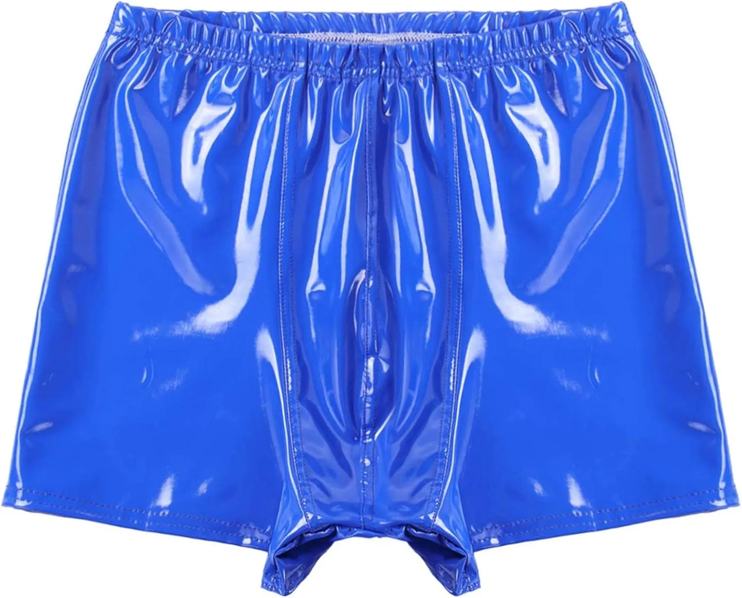 Men's Latex PVC Faux Leather Shiny Metallic Boxer Briefs Short Pants Solid Shorts Hot Pants