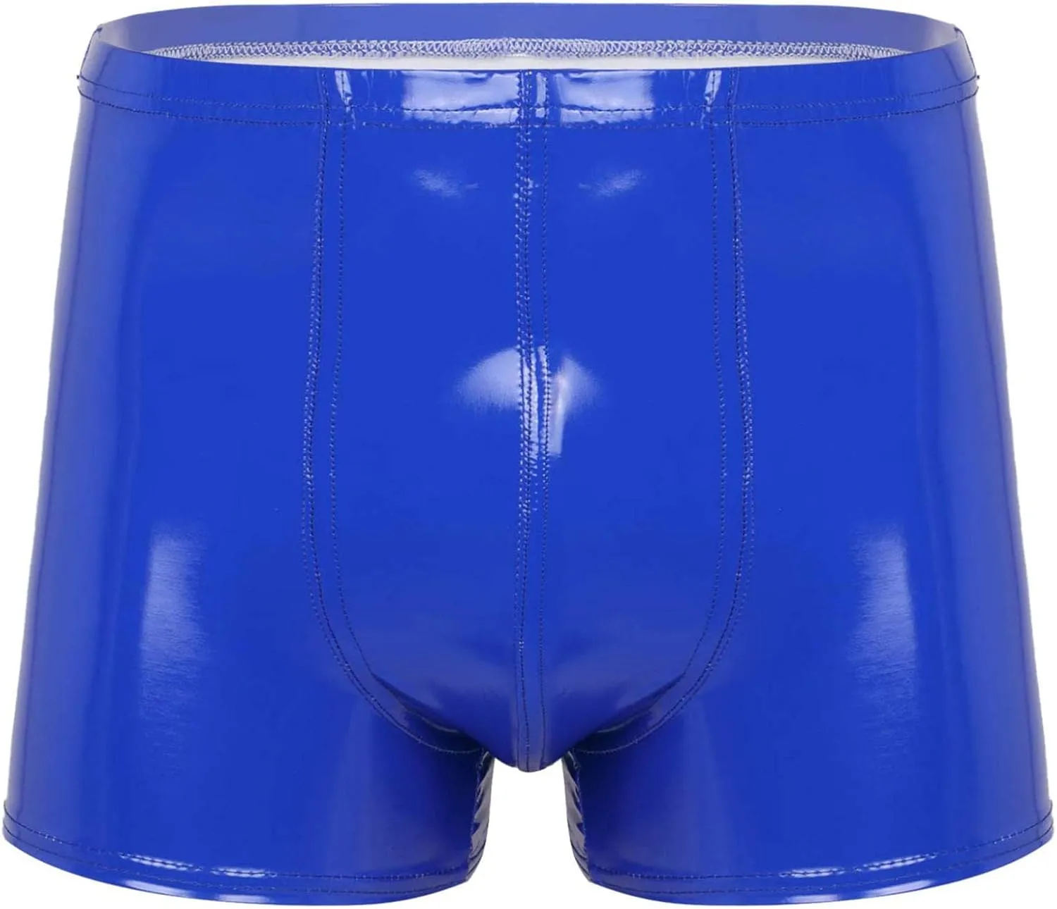 Men's Latex PVC Faux Leather Shiny Metallic Boxer Briefs Short Pants Solid Shorts Hot Pants