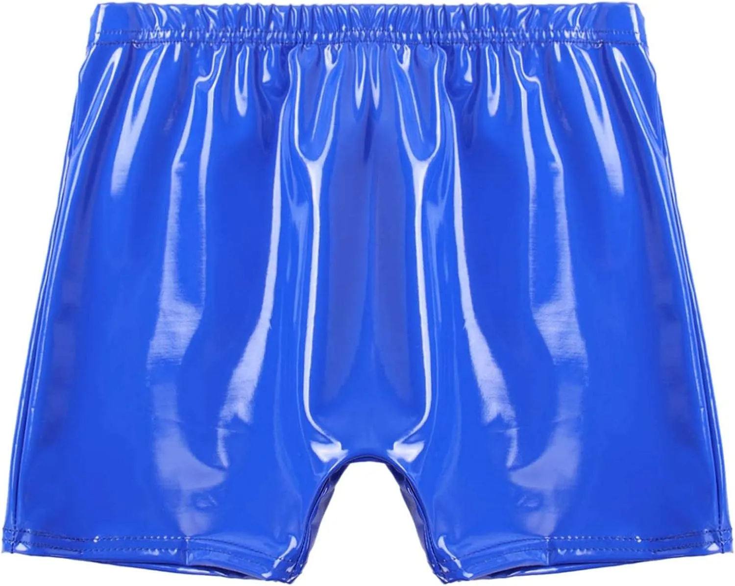 Men's Latex PVC Faux Leather Shiny Metallic Boxer Briefs Short Pants Solid Shorts Hot Pants