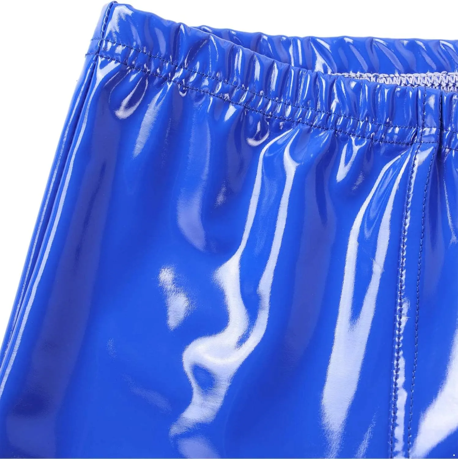 Men's Latex PVC Faux Leather Shiny Metallic Boxer Briefs Short Pants Solid Shorts Hot Pants
