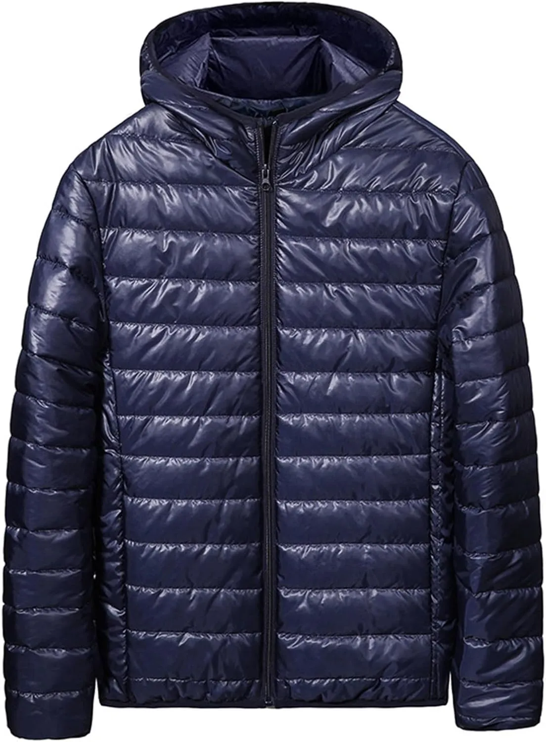 Mens Puffer Jacket Packable Lightweight Waterproof Workout Down Jacket Plus Size Sport Work Winter Coat with Pockets
