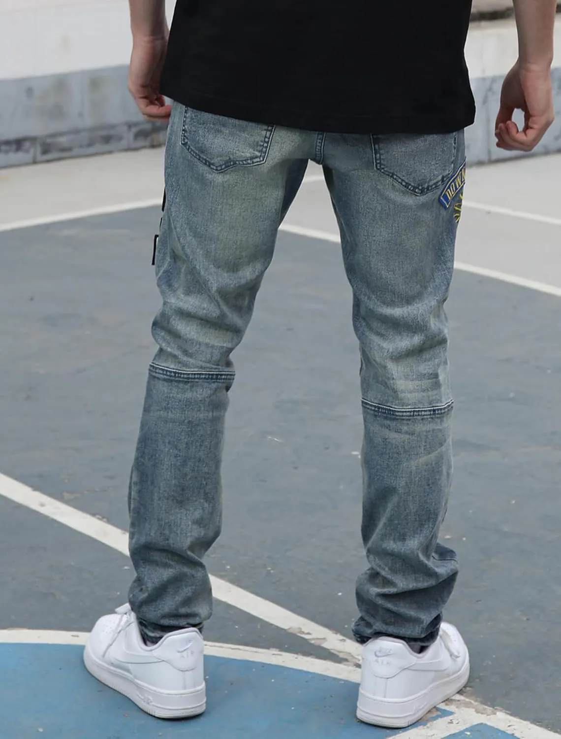 Men's Slim Fit Jeans Skinny Stretch Ripped Jeans Streetwear Distressed Destoryed Denim Pants