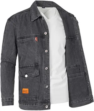 Men's Trucker Jacket Cowboy Western Unlined Denim Jackets Fashion Button Down Long Sleeve Jean Jackets Classic Fit