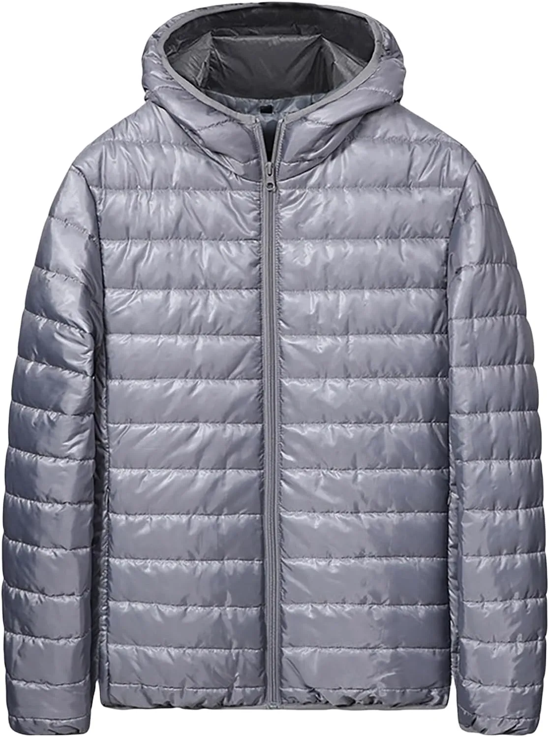 Mens Ultralight Highly Compressible Puffer Jacket Hooded Insulated Down Filled Bubble Quilted Packable Outerwear