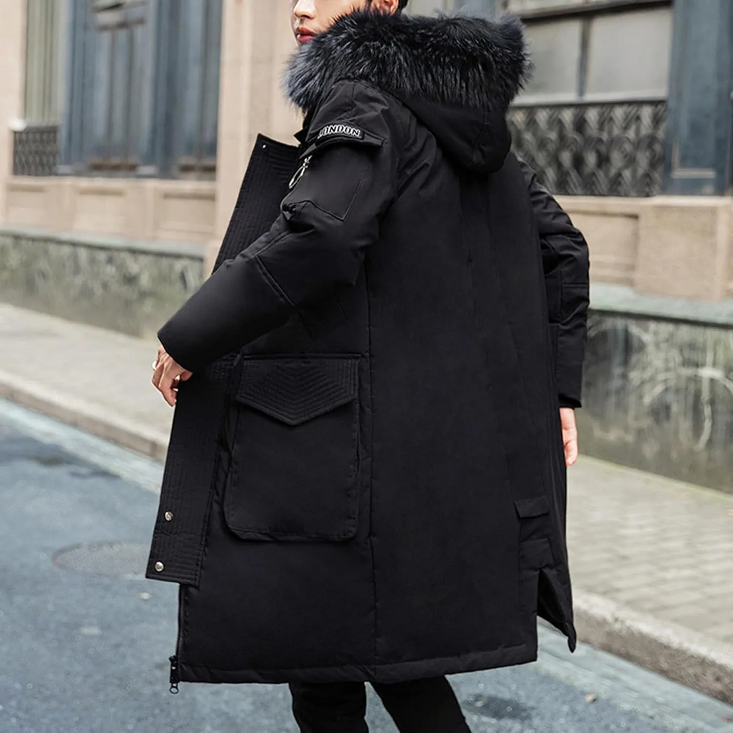 Men's Winter Coat Warm Parka Ski Jacket with Faux Fur Hood Long Puffer Jacket Thicken Outerwear Windproof Down Coat