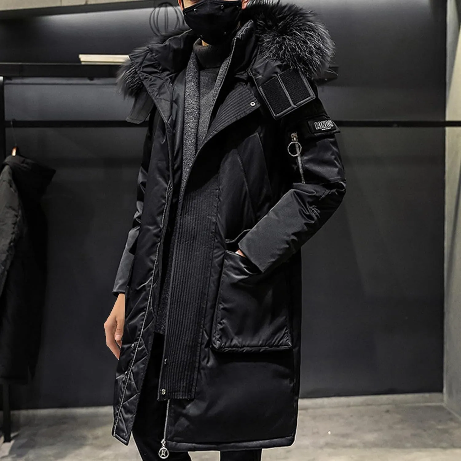 Men's Winter Coat Warm Parka Ski Jacket with Faux Fur Hood Long Puffer Jacket Thicken Outerwear Windproof Down Coat