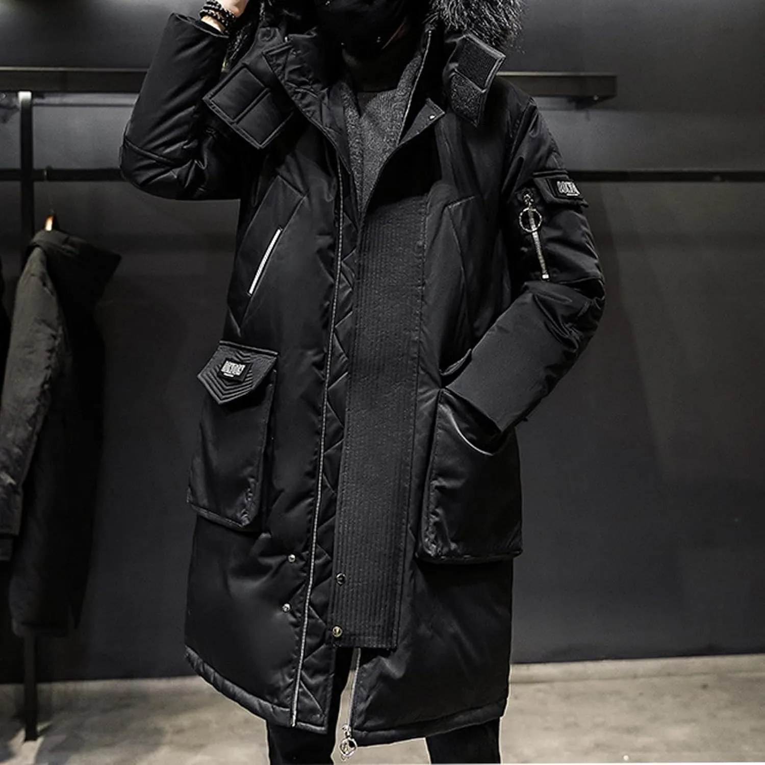 Men's Winter Coat Warm Parka Ski Jacket with Faux Fur Hood Long Puffer Jacket Thicken Outerwear Windproof Down Coat