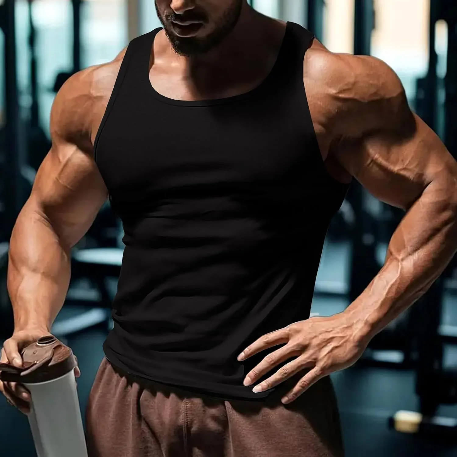 Men's Workout Tank Top Casual Soft Sleeveless Gym Muscle Shirts Bodybuilding Tee