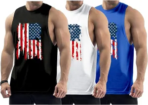 Men's Workout Tank Tops Sleeveless Gym Muscle Tee Graphic American Flag Shirt