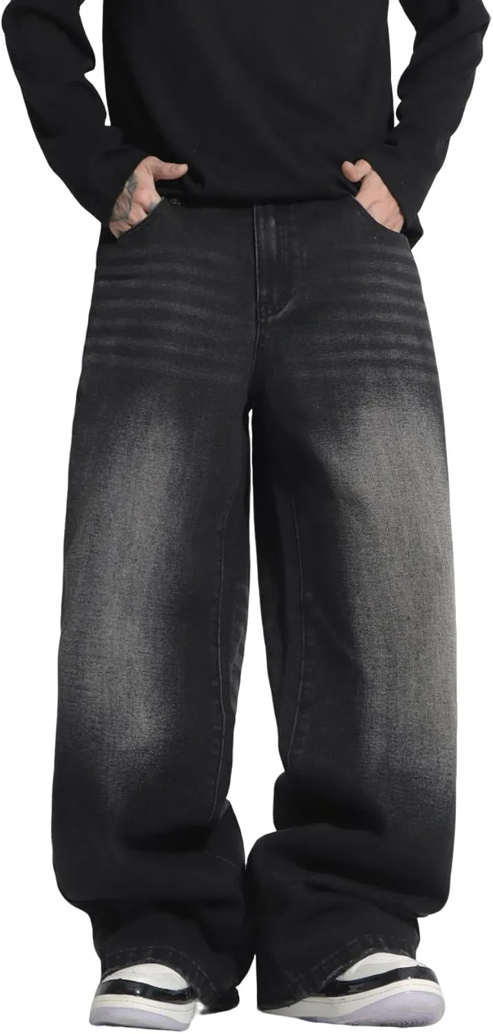 Men's Y2K Hip Hop Street Jeans Gothic Baggy Jeans Wide Leg Denim Pants