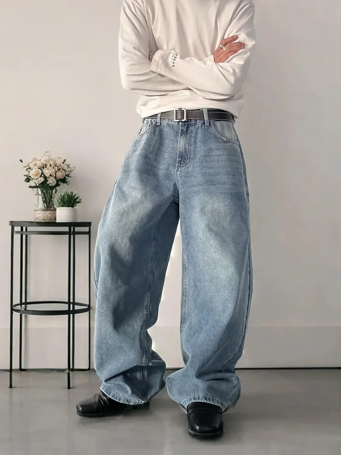Men's Y2K Hip Hop Street Jeans Gothic Baggy Jeans Wide Leg Denim Pants