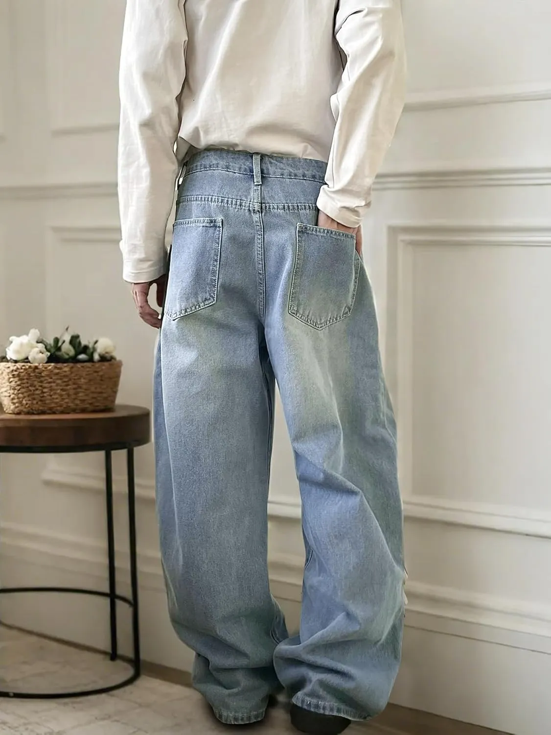 Men's Y2K Hip Hop Street Jeans Gothic Baggy Jeans Wide Leg Denim Pants