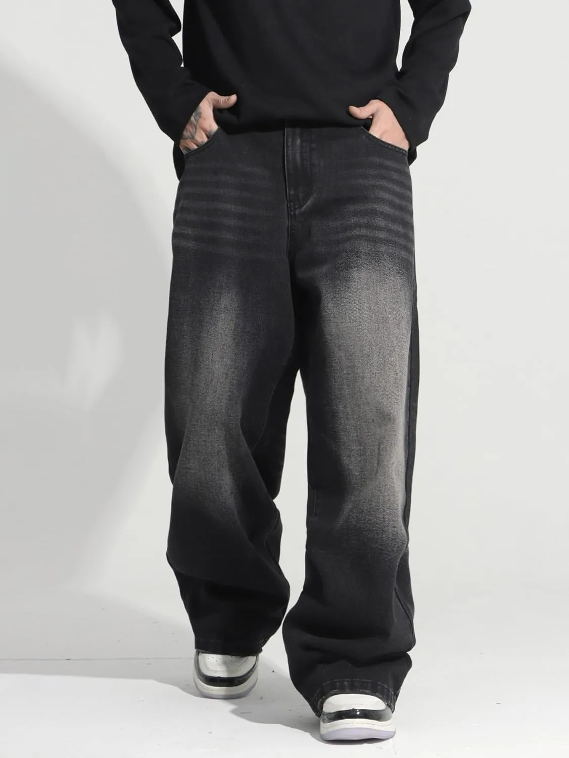 Men's Y2K Hip Hop Street Jeans Gothic Baggy Jeans Wide Leg Denim Pants
