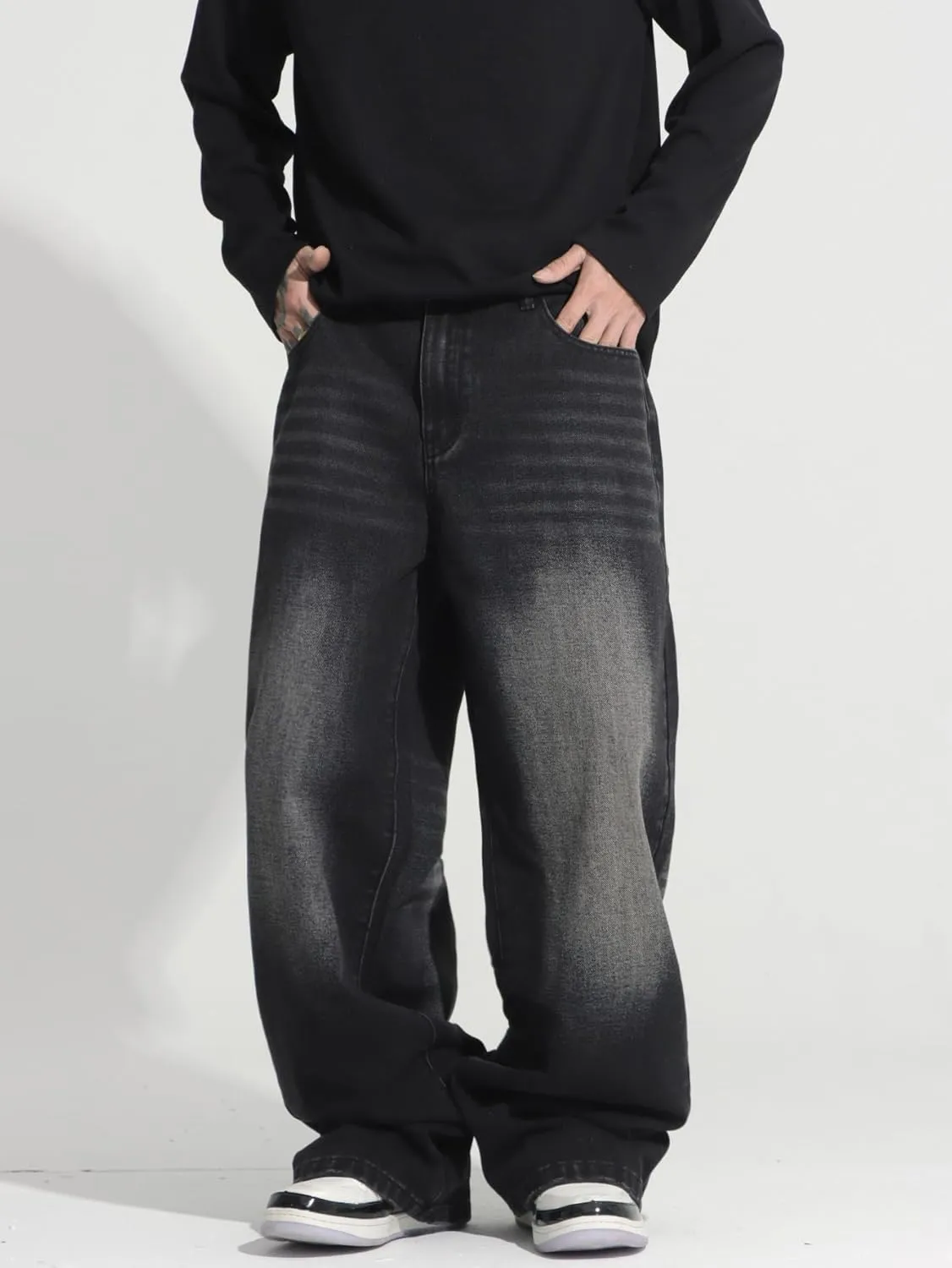 Men's Y2K Hip Hop Street Jeans Gothic Baggy Jeans Wide Leg Denim Pants