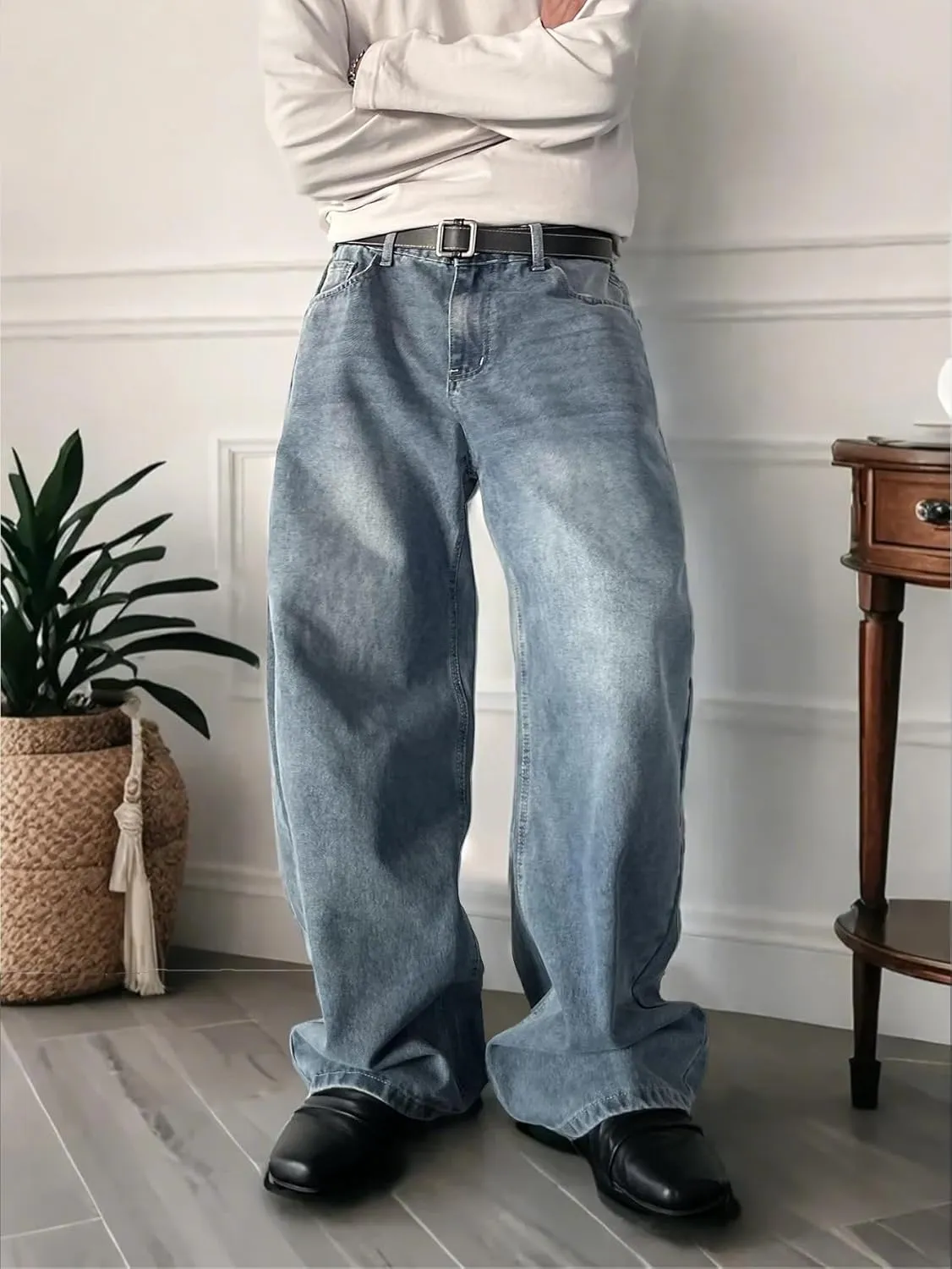 Men's Y2K Hip Hop Street Jeans Gothic Baggy Jeans Wide Leg Denim Pants
