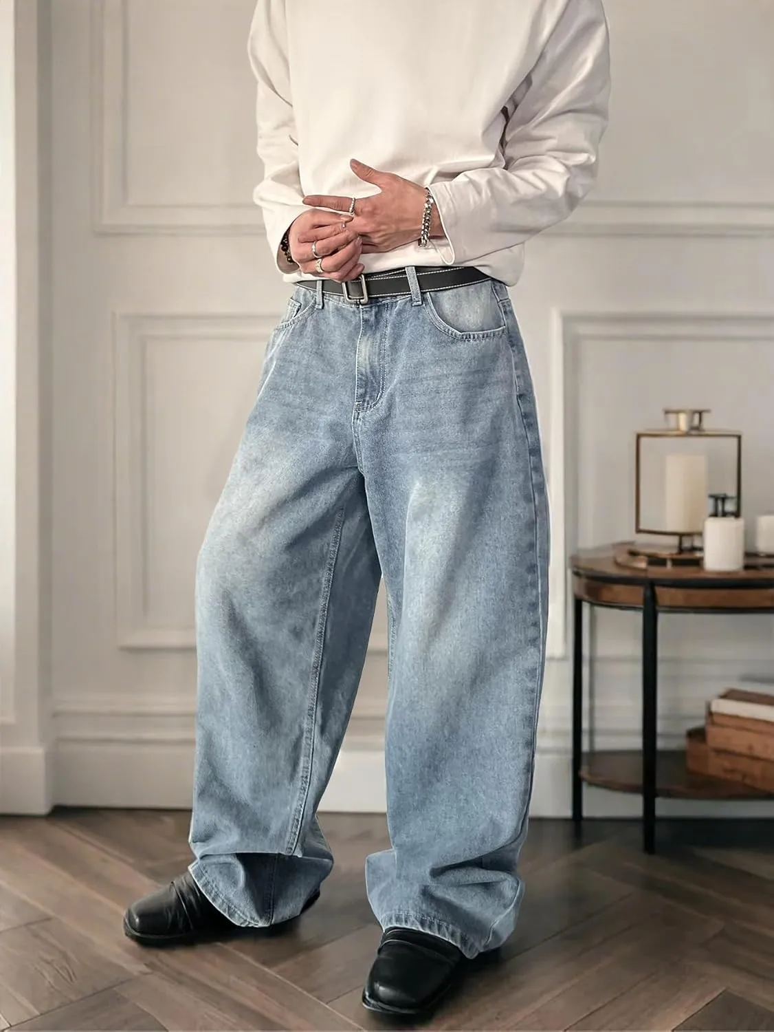 Men's Y2K Hip Hop Street Jeans Gothic Baggy Jeans Wide Leg Denim Pants