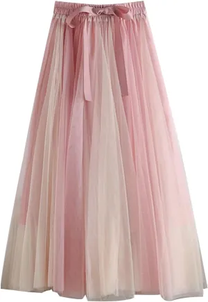Mesh Tulle Skirts for Women 2025 Fashion Elegant Pleated Flowy Layered Skirt Casual Formal Prom Party Evening Skirts